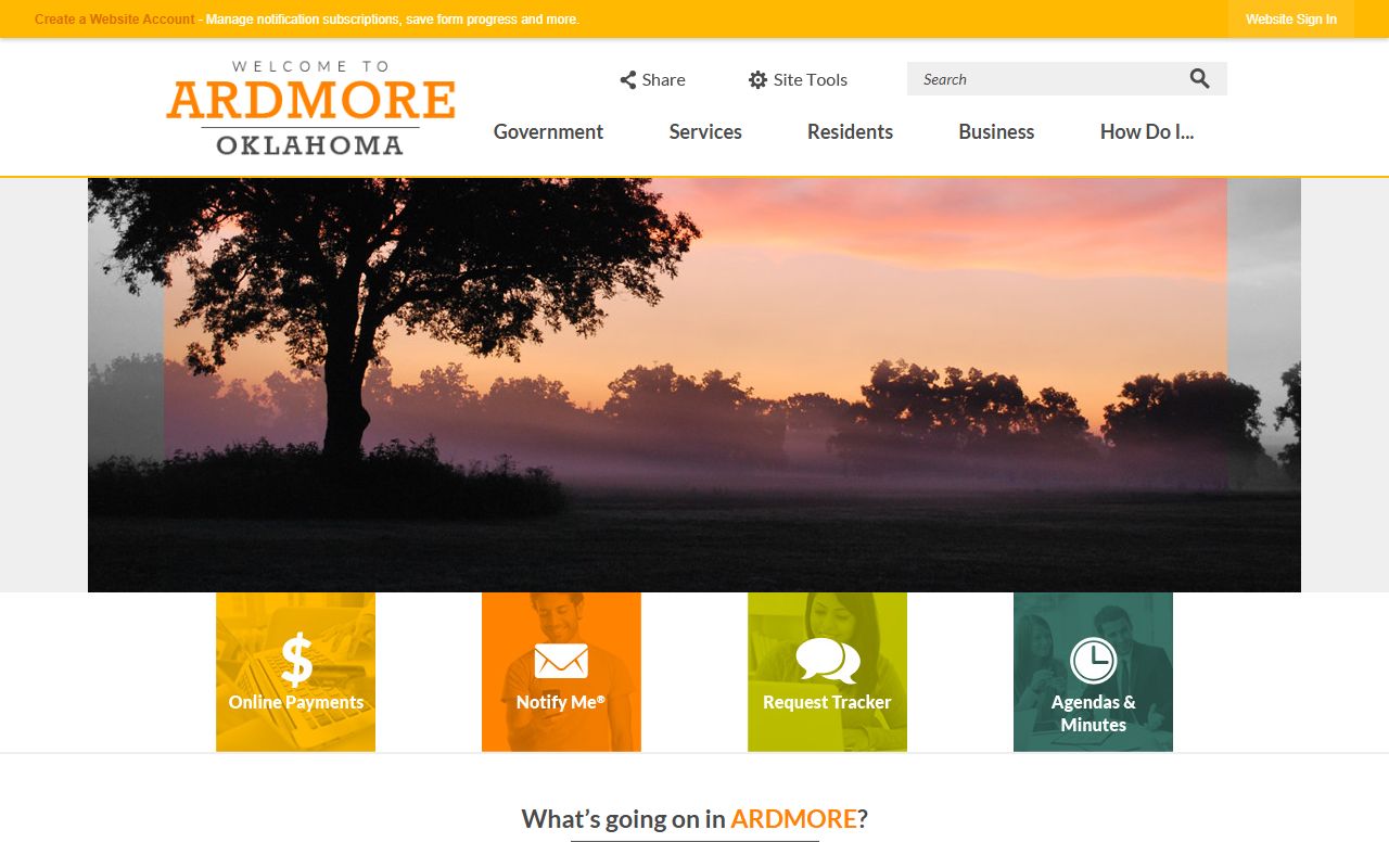 Ardmore city government website for birth records information