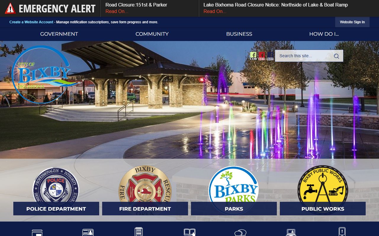 Bixby city government website for birth records information