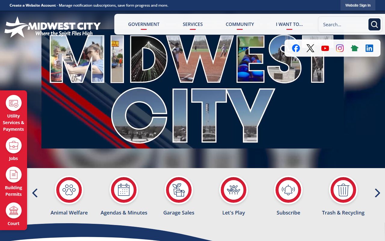 Midwest City government website for birth records information