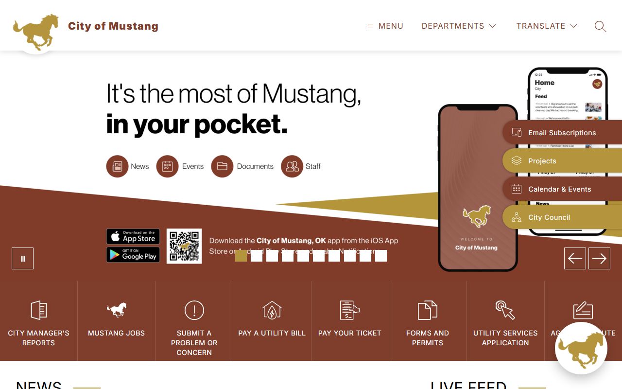 Mustang city government website for birth records information