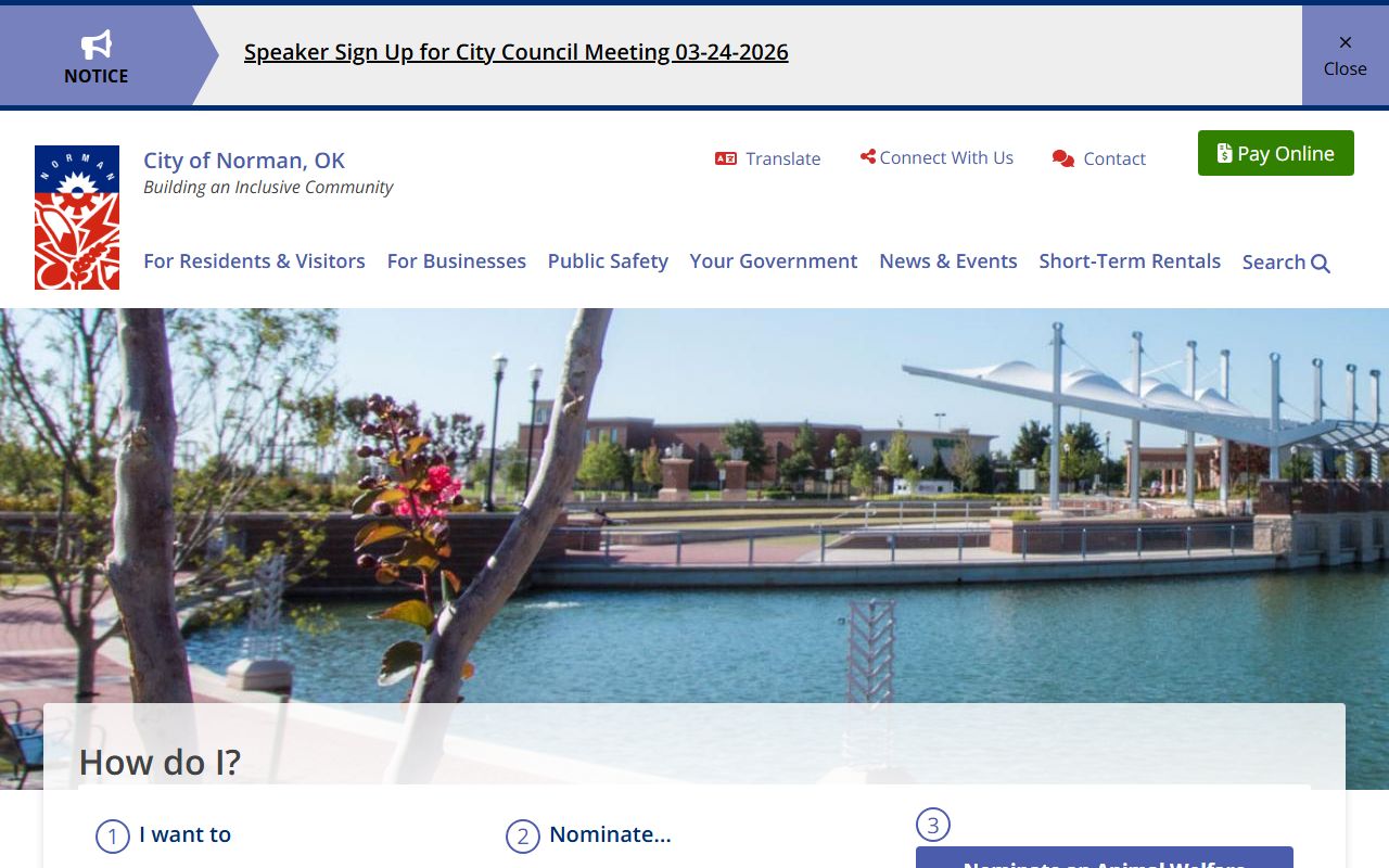 Norman city government website for birth records resources