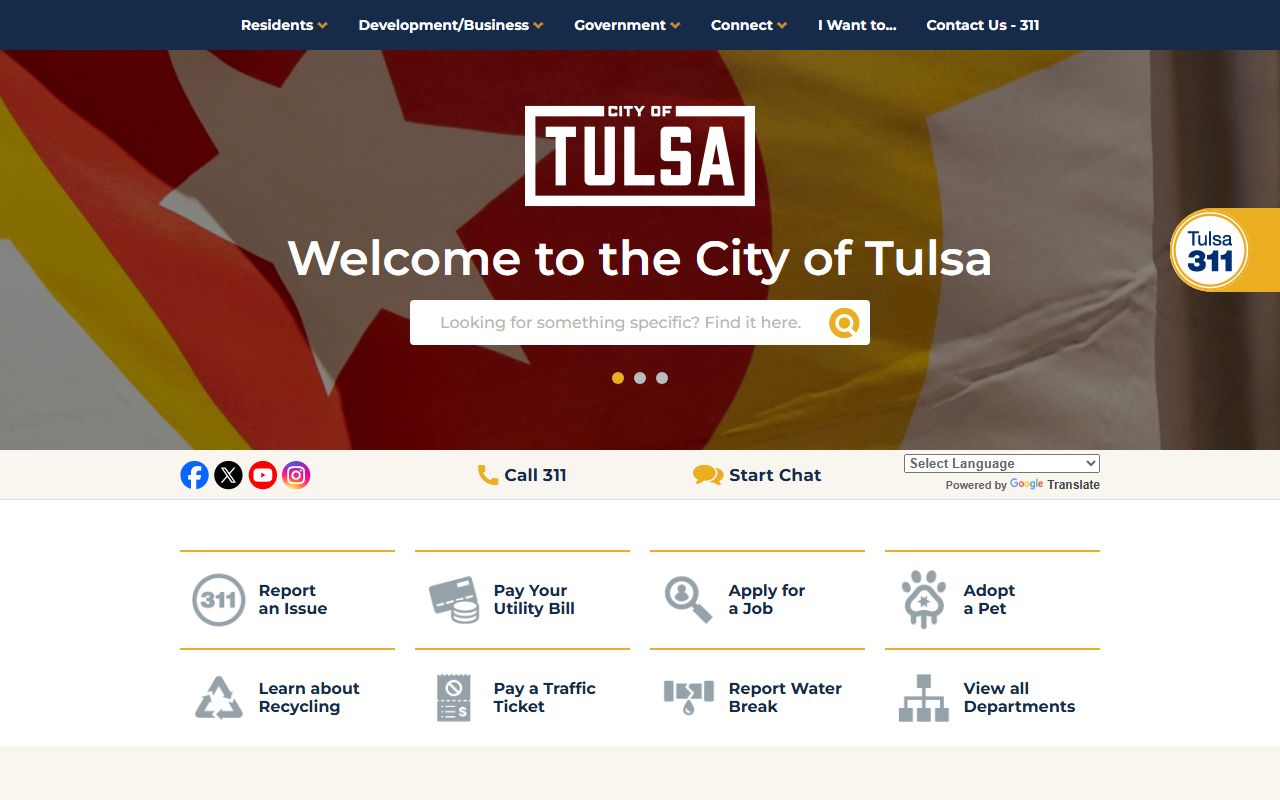 Tulsa city government website for birth records information