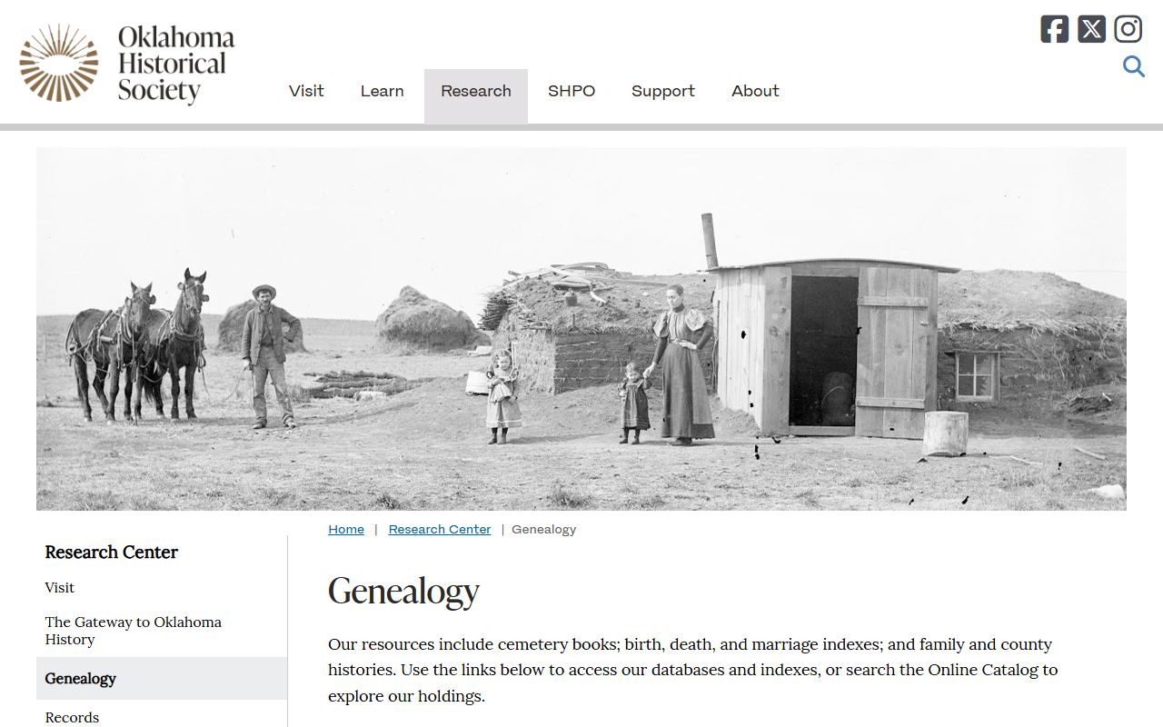 Oklahoma Historical Society genealogy resources for birth records research