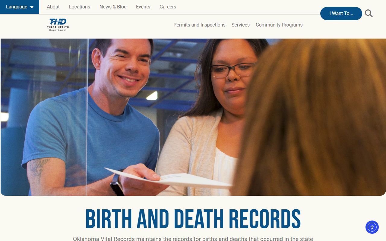 Tulsa Health Department vital records office for birth certificate pickup